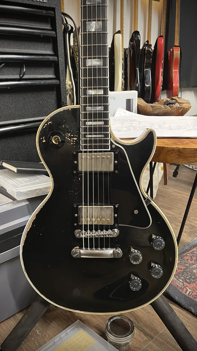 Black Les Paul custom guitar